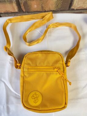 Men's Yellow Crossbody Belt Bag with Circular Logo Accent